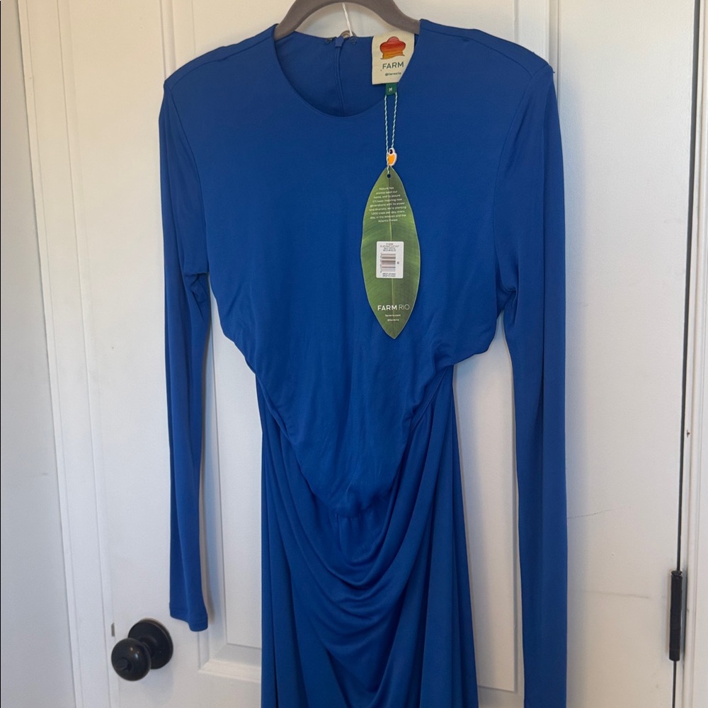 FARM Rio Royal Blue Long Sleeve Cutout Maxi Dress - Picture 5 of 10